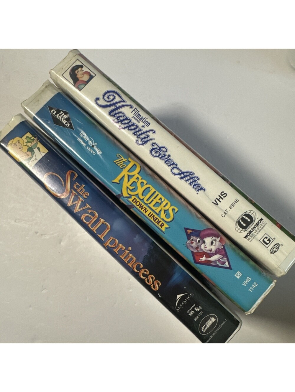 Animated VHS Lot of 3 Swan Princess Happily Ever After Rescuers Down Under